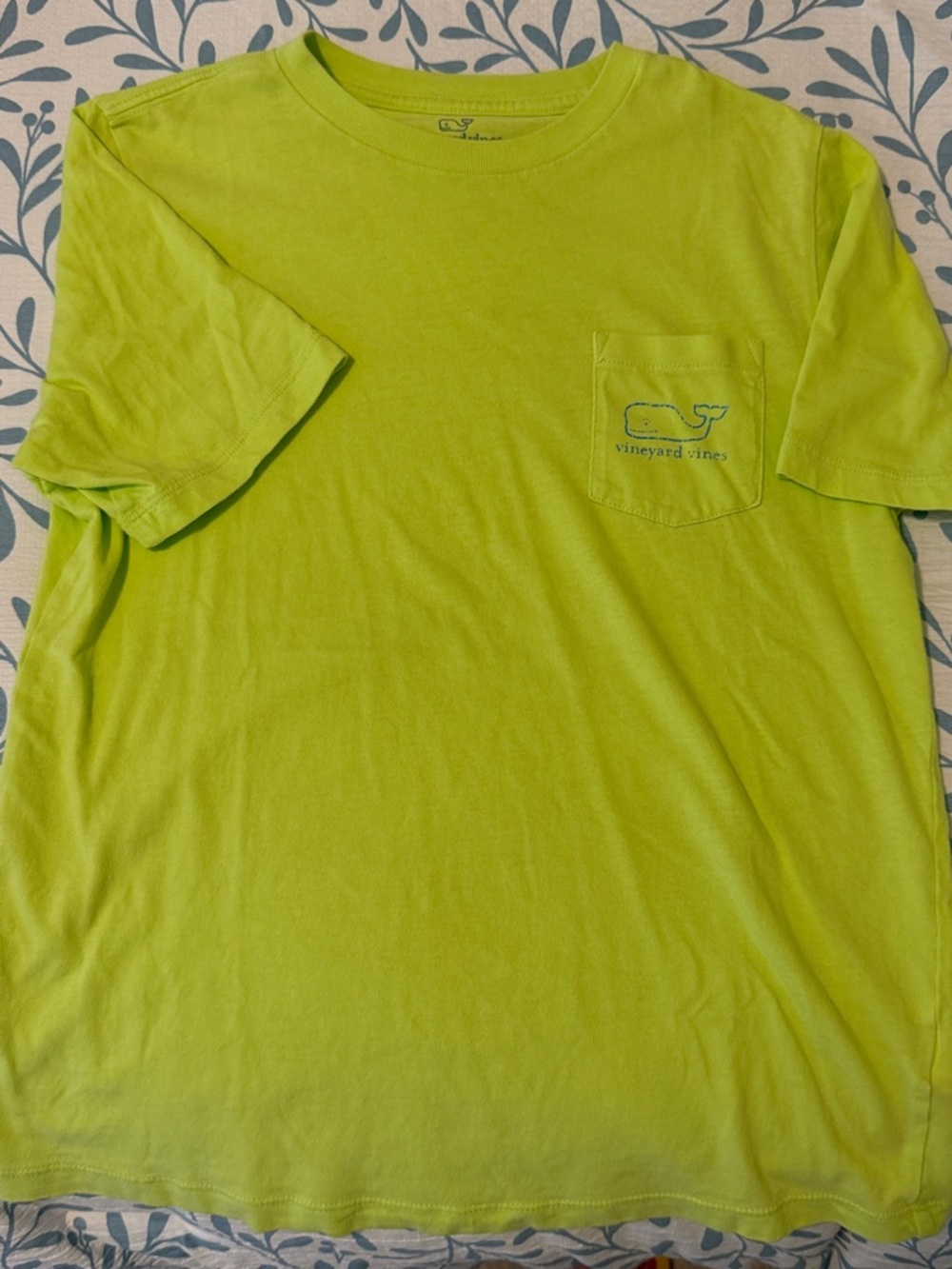 Vineyard Vines Boy’s Short Sleeve Pocket Tee in Neon Lime